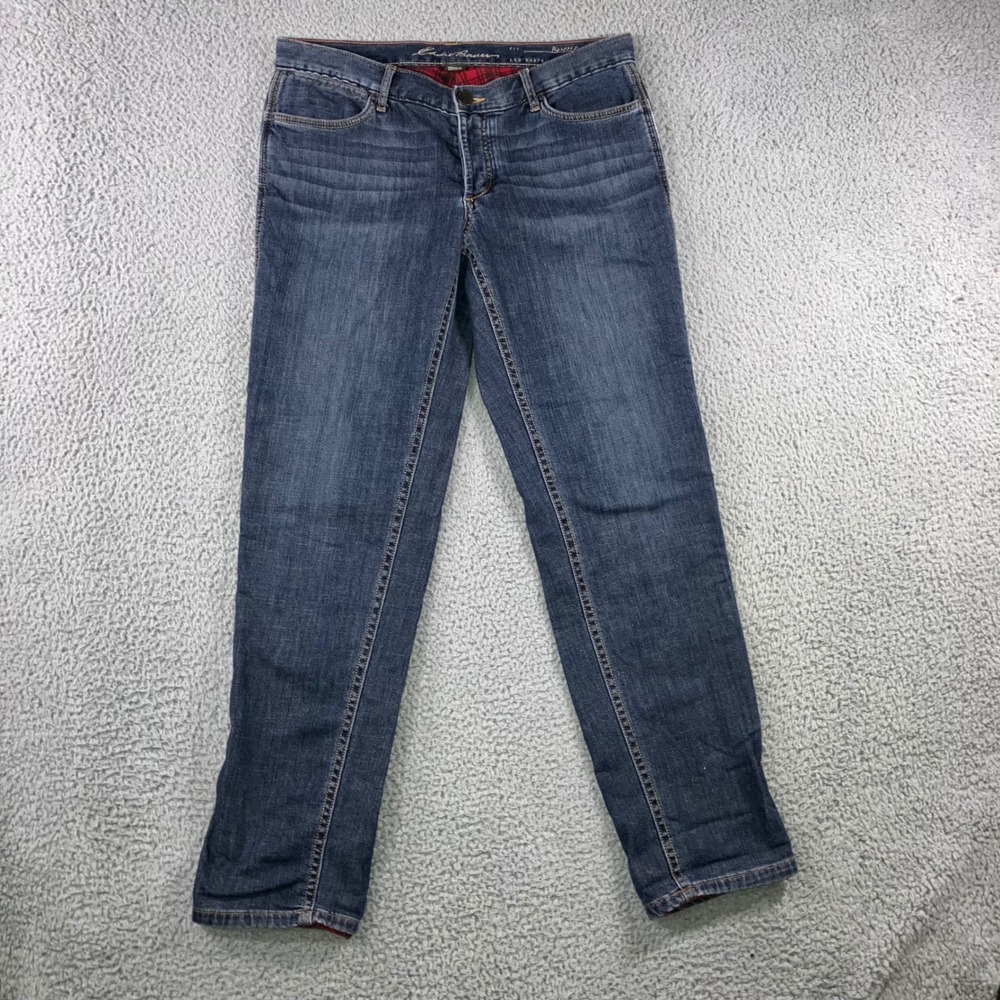 Eddie Bauer Flannel Lined Jeans Women 8 Relaxed Fit Straight Leg Outdoor Classic